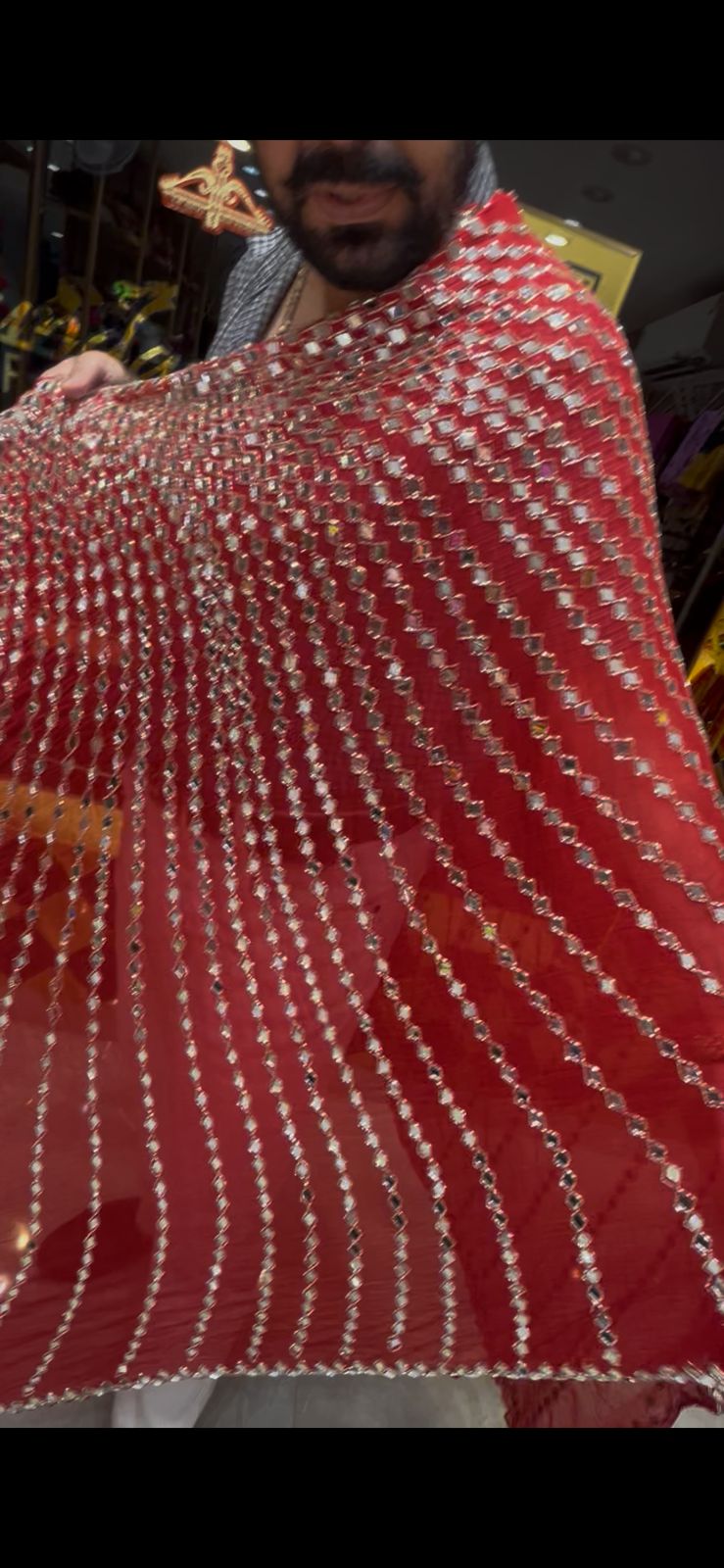 Red Full Mirror Work Saree (298)