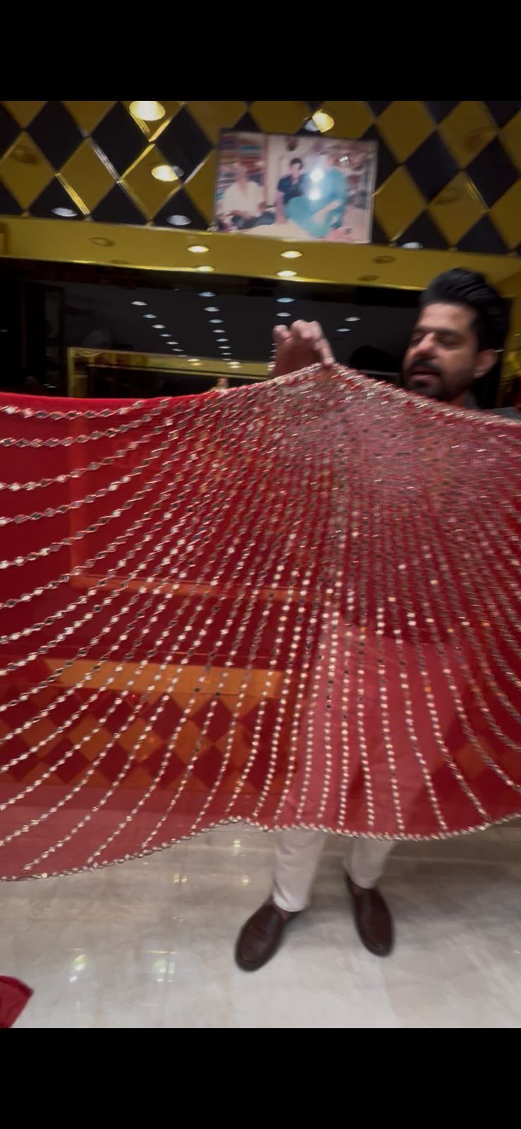 Red Full Mirror Work Saree (298)