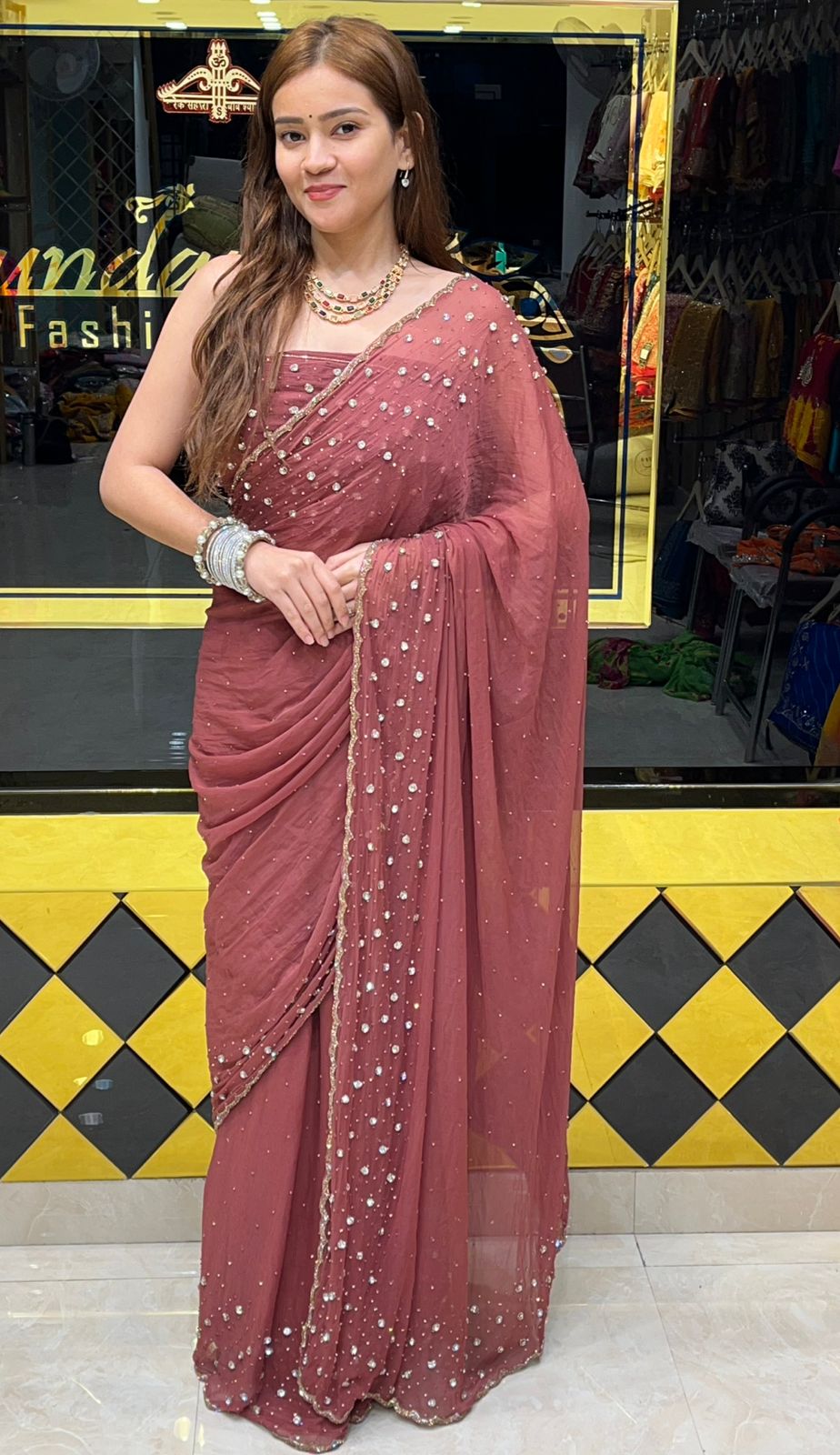 Celebrity Style Designer Handcrafted Saree (302)