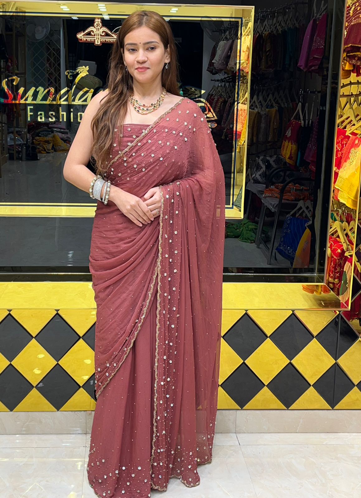 Celebrity Style Designer Handcrafted Saree (302)
