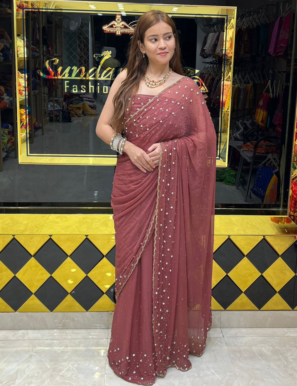Celebrity Style Designer Handcrafted Saree (302)