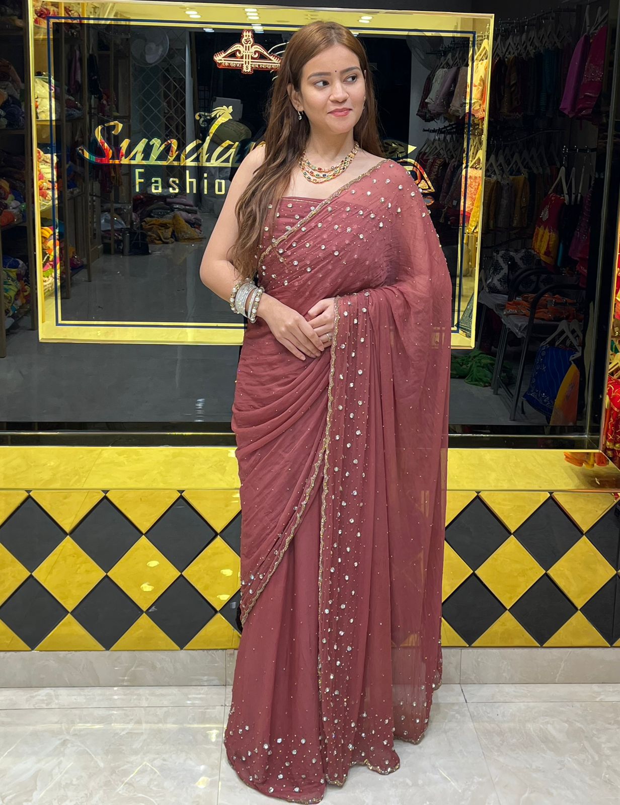 Celebrity Style Designer Handcrafted Saree (302)