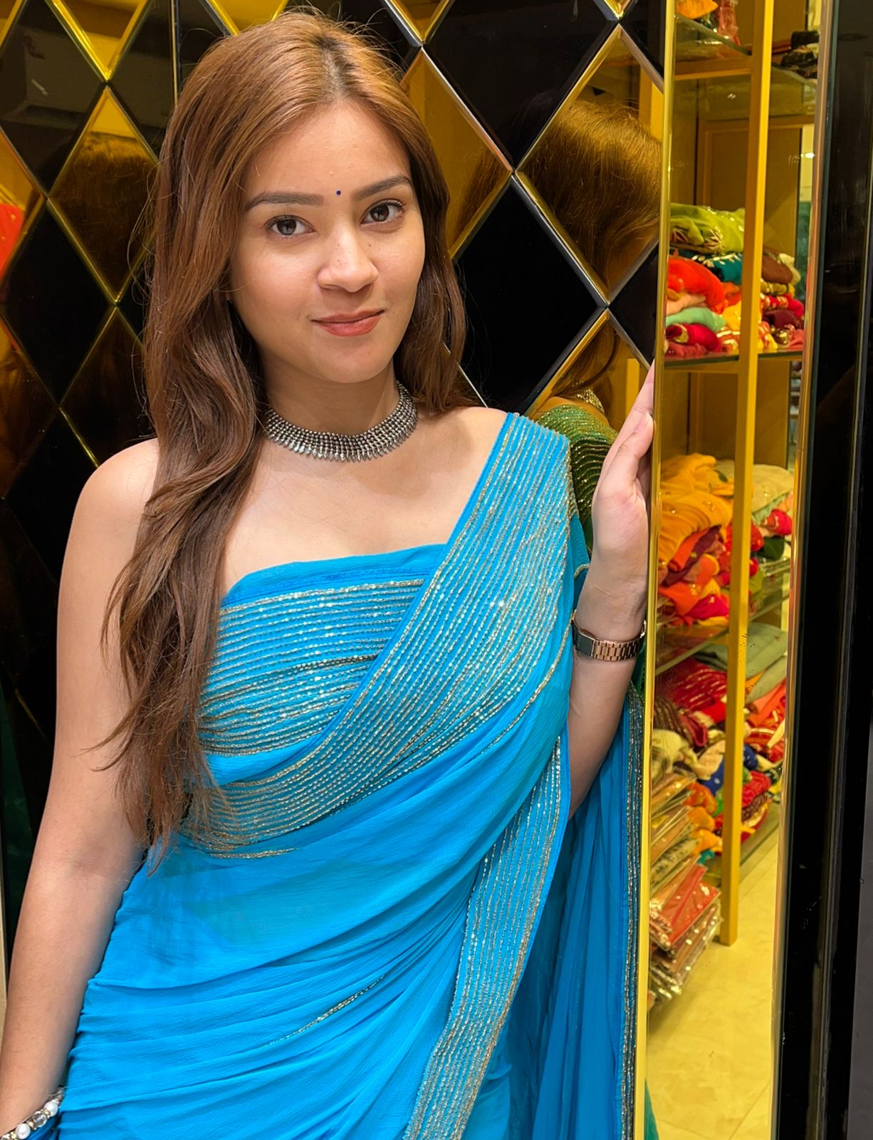 Elegant Katdana Pure Chiffon Handcrafted Saree (304)