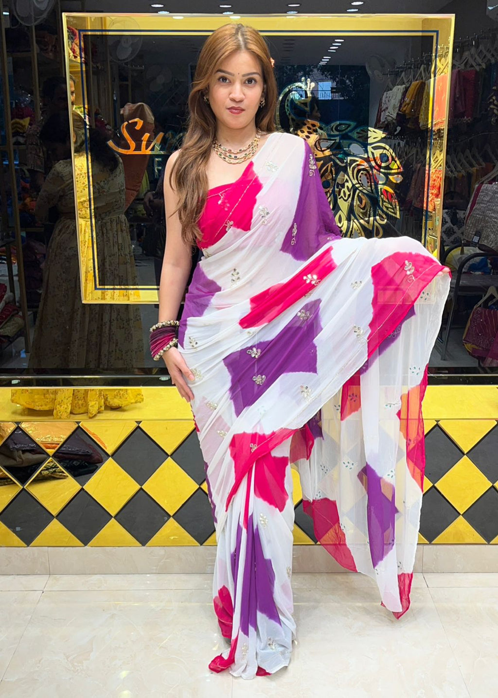 Vibrant Jaipuri Handcrafted Saree (S14)
