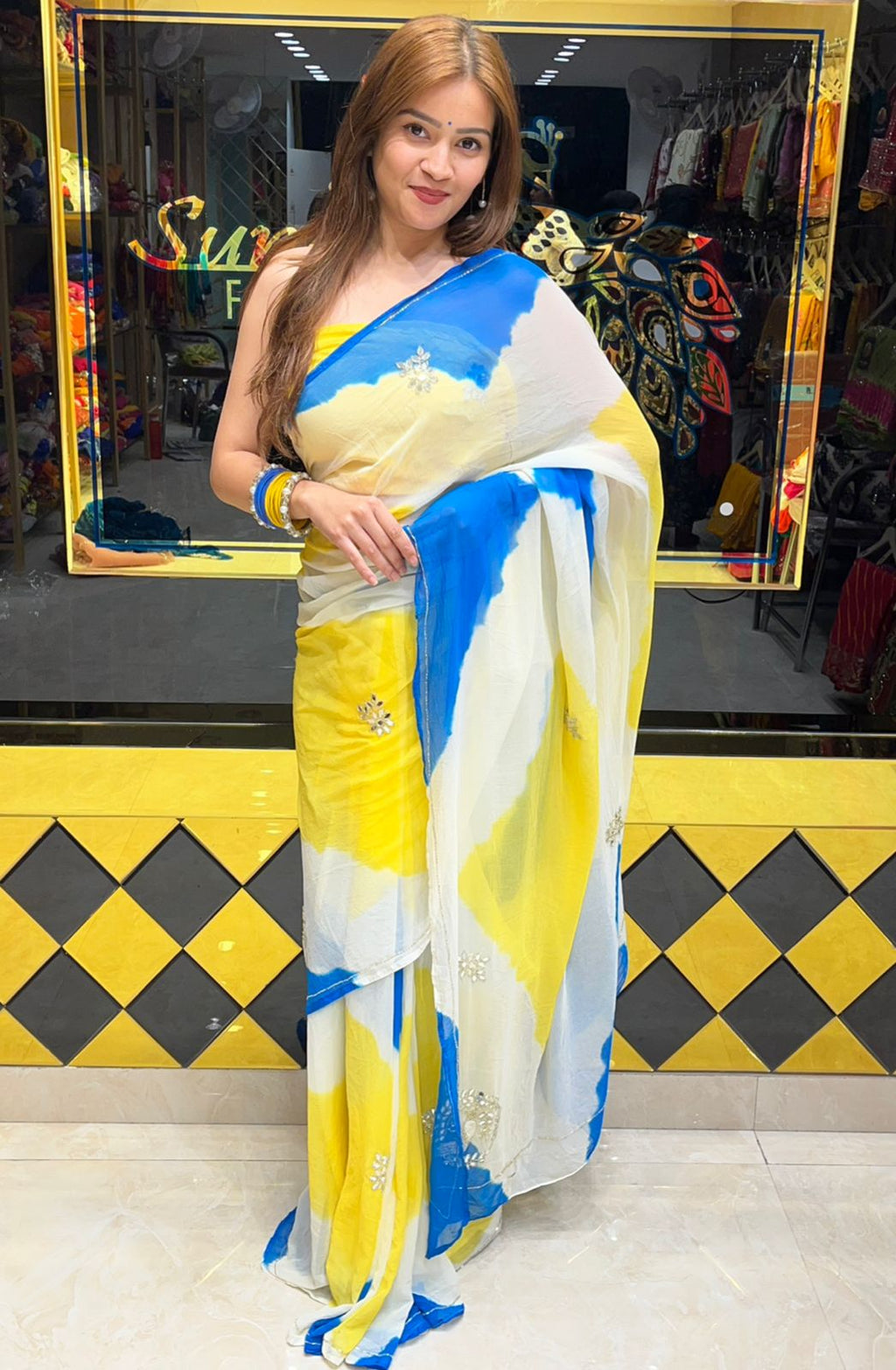 Vibrant Jaipuri Handcrafted Saree (S18)