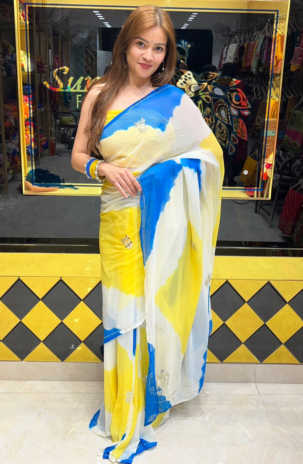 Vibrant Jaipuri Handcrafted Saree (S18)