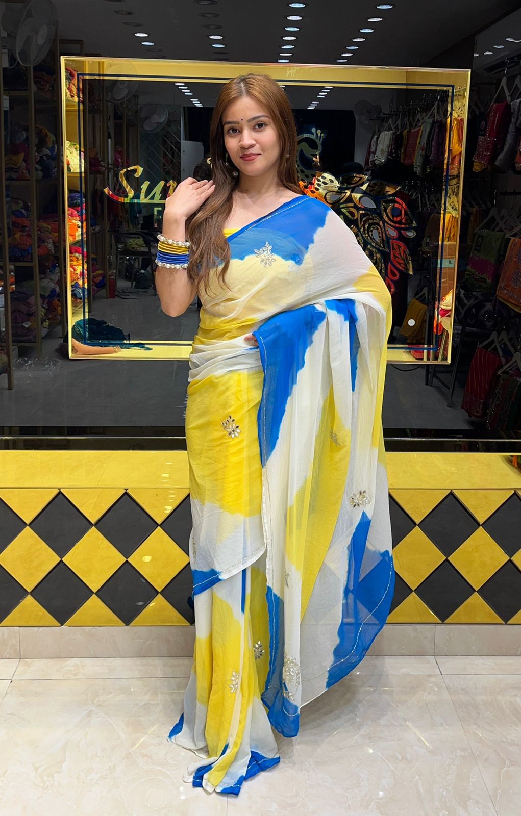 Vibrant Jaipuri Handcrafted Saree (S18)