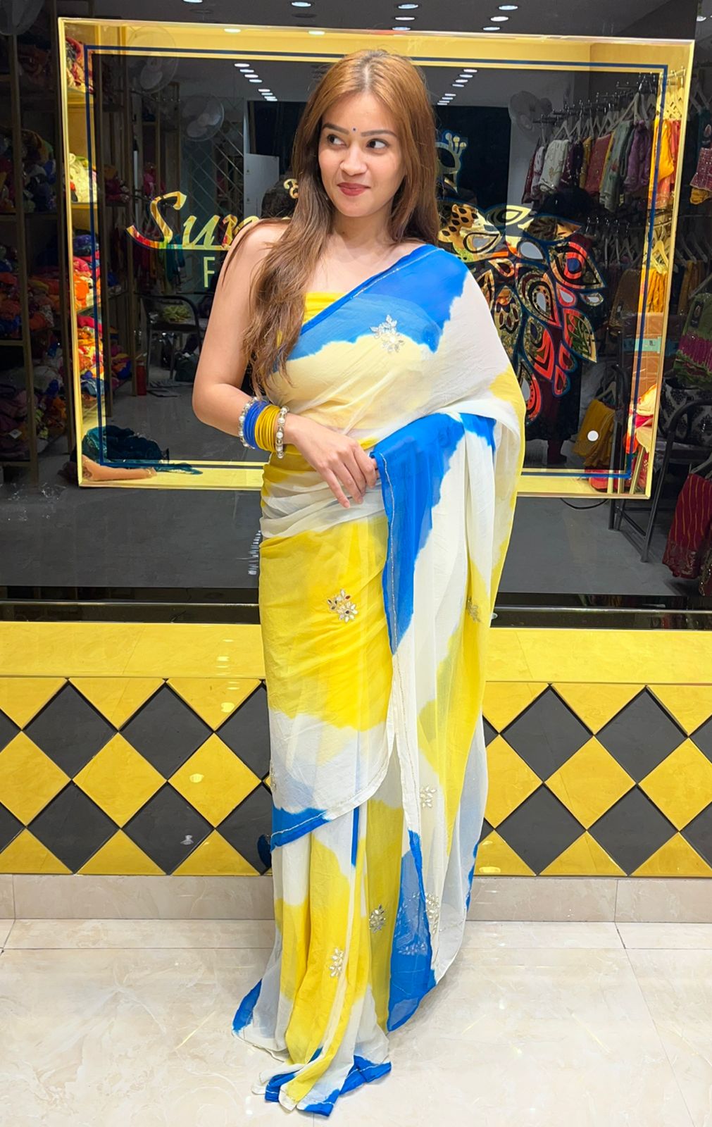 Vibrant Jaipuri Handcrafted Saree (S18)