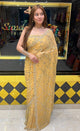 Light Golden Pearl And Mirror Handcrafted Saree (312)