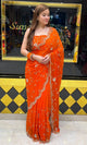 Orange Multiple Handwork Designer Saree (313)