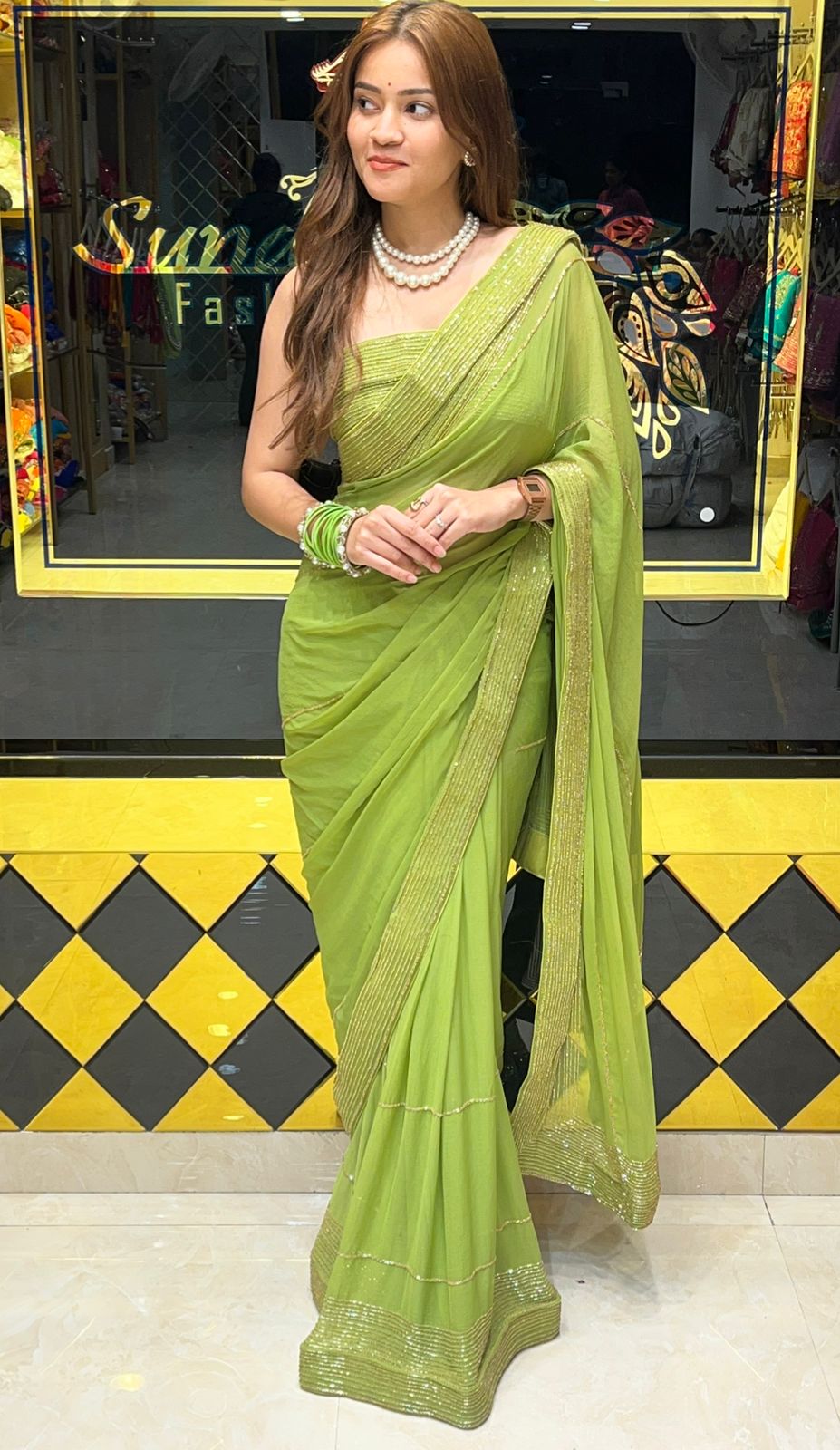 Elegant Katdana Pure Chiffon Handcrafted Saree (314)