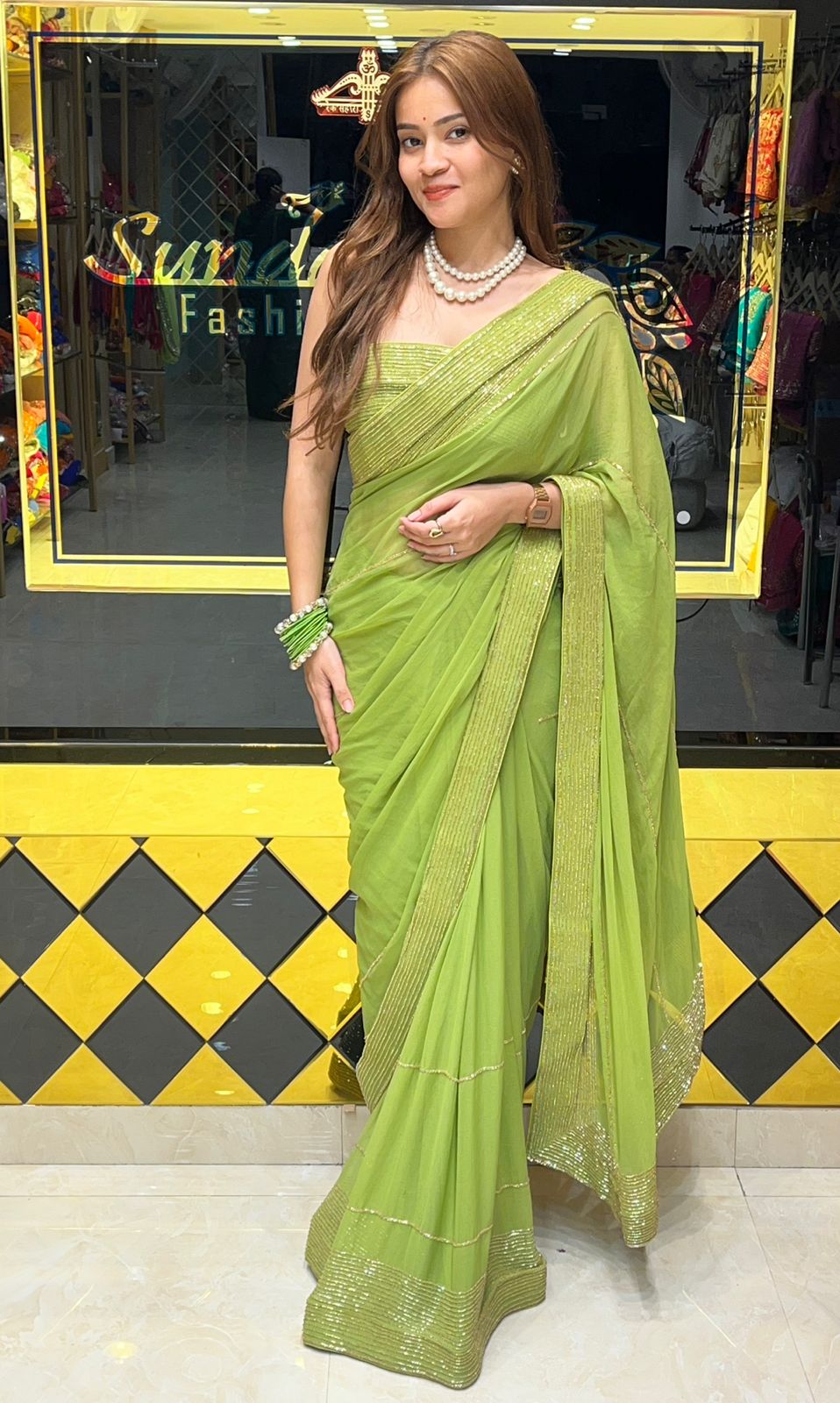 Elegant Katdana Pure Chiffon Handcrafted Saree (314)