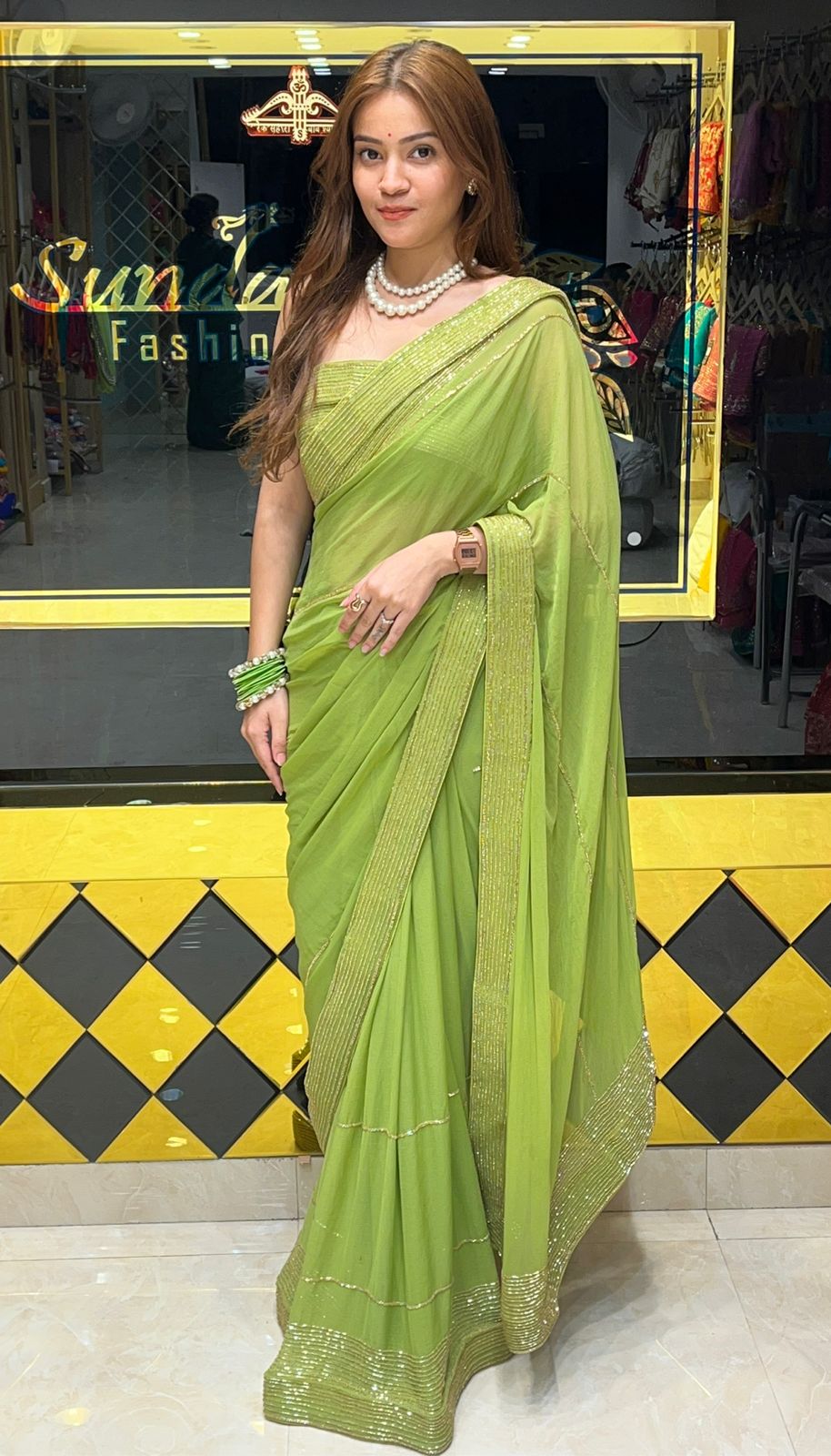 Elegant Katdana Pure Chiffon Handcrafted Saree (314)