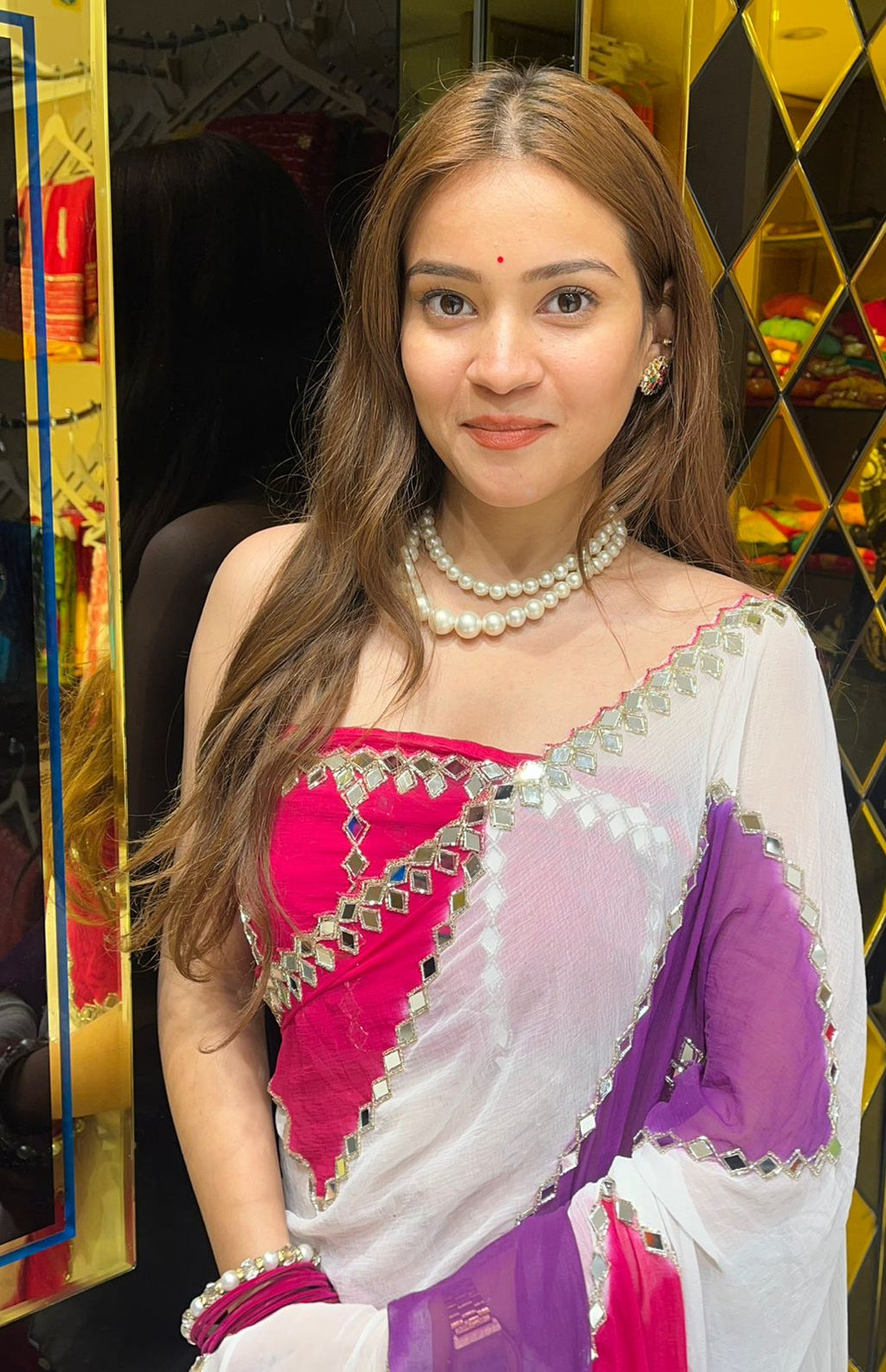 Vibrant Multicolour Mirror Handcrafted Saree (316)