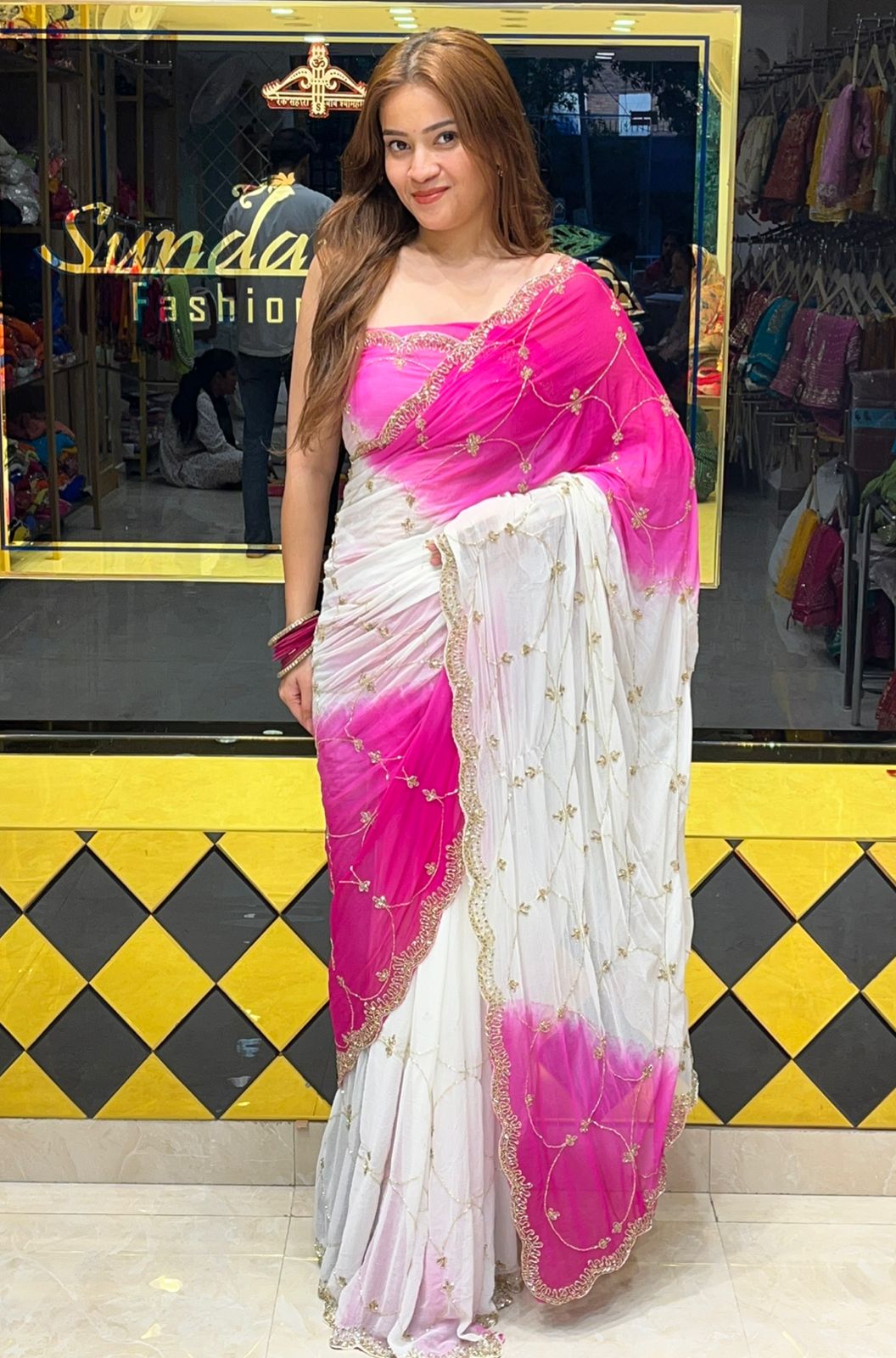 Dual Shade Handcrafted Partywear Saree (315)