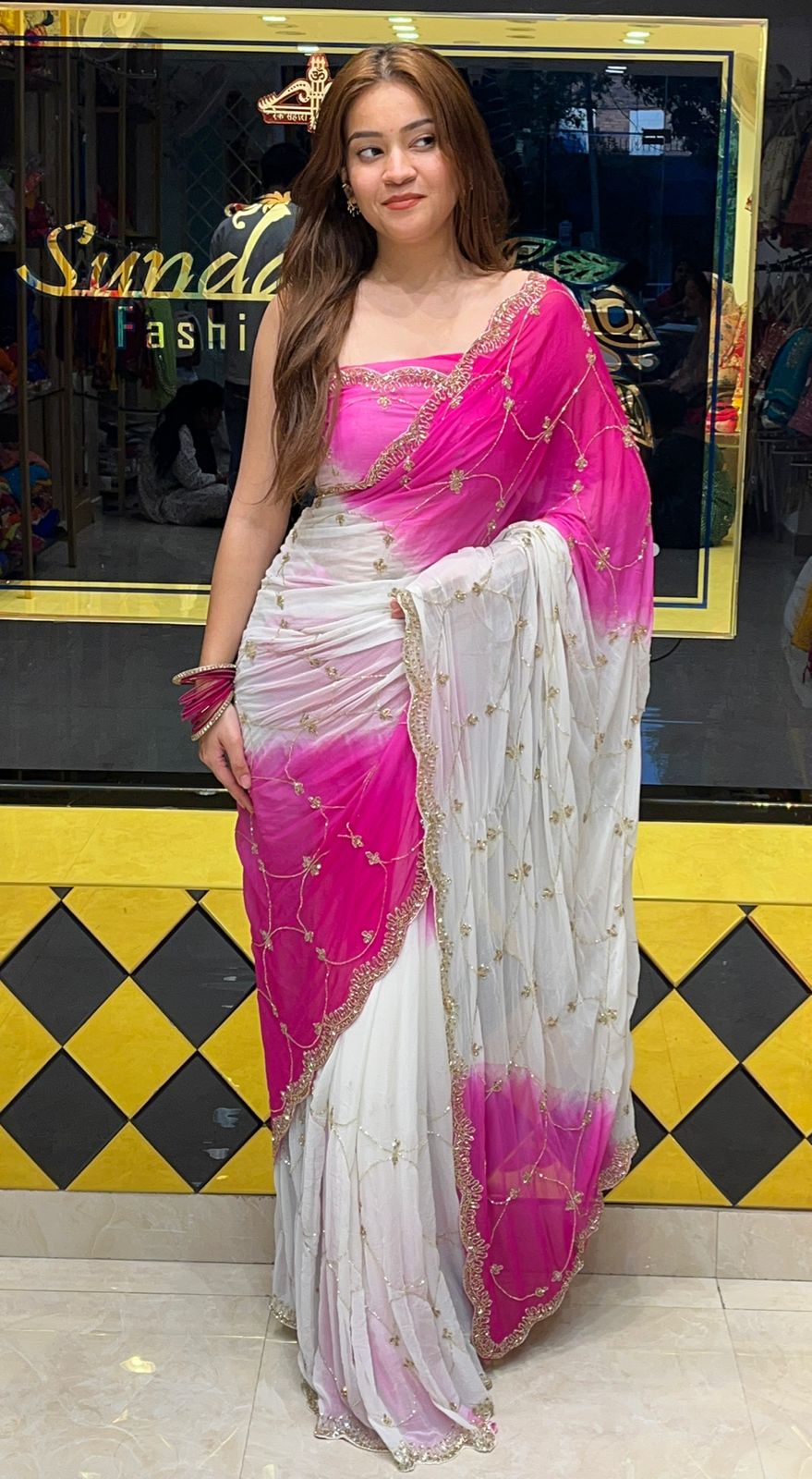 Dual Shade Handcrafted Partywear Saree (315)