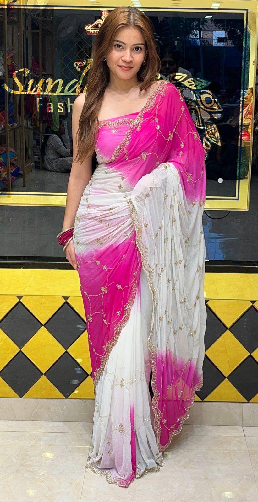 Dual Shade Handcrafted Partywear Saree (315)