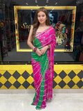 Handmade Bandhej Mirror Work Saree (321)