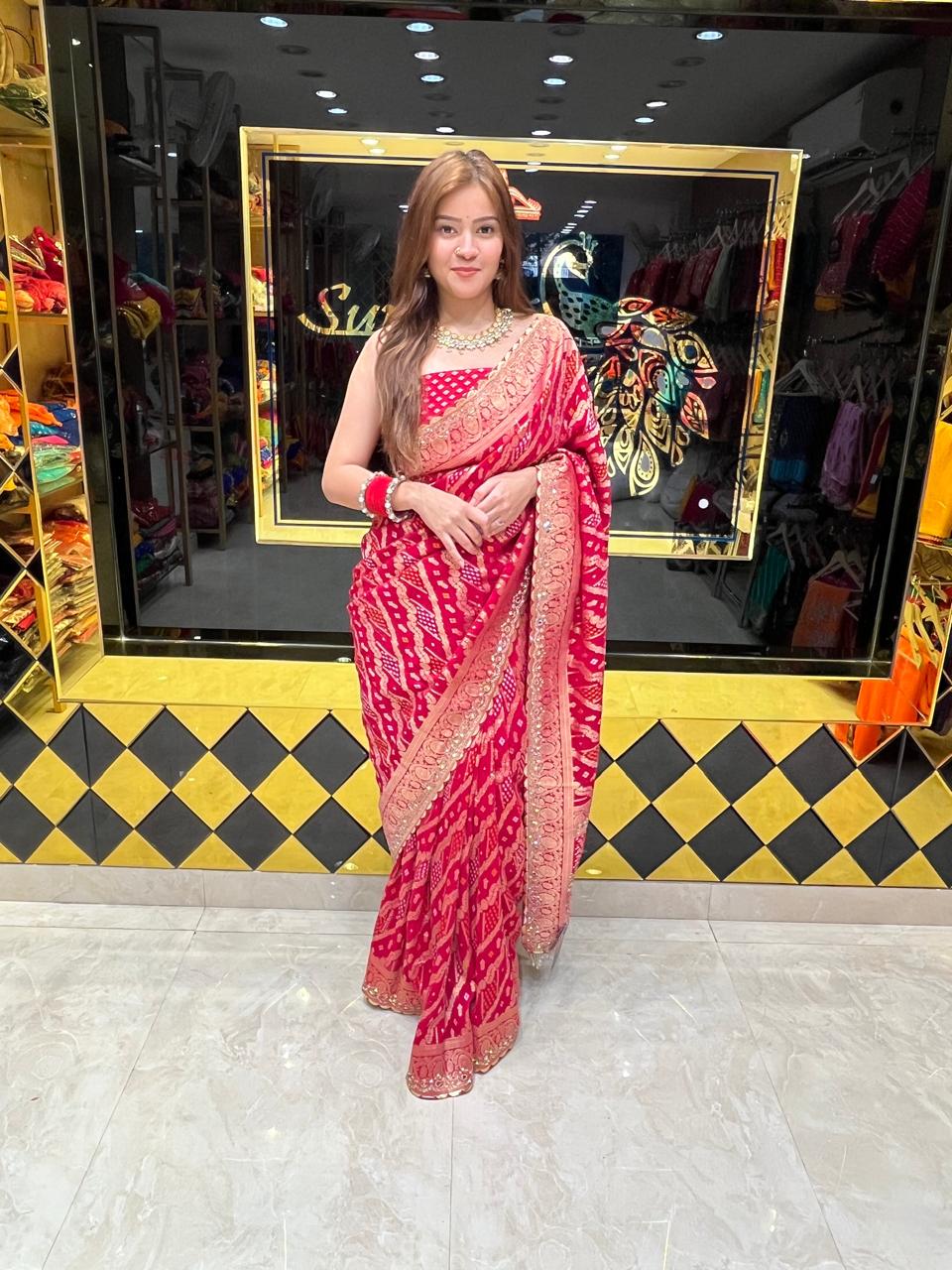 Khaddi Georgette Zari  Handcrafted Saree (324)