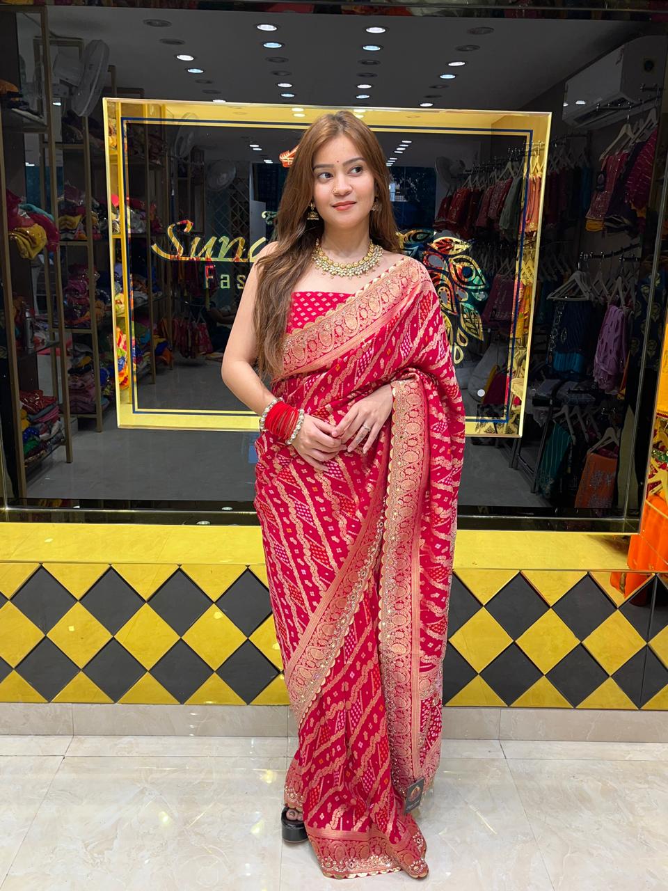 Khaddi Georgette Zari  Handcrafted Saree (324)