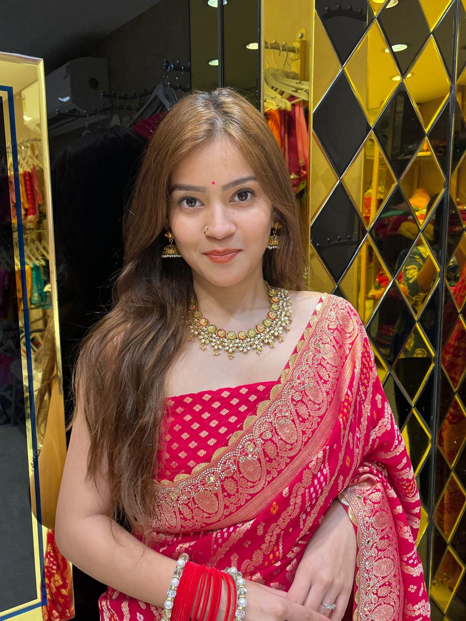 Khaddi Georgette Zari  Handcrafted Saree (324)