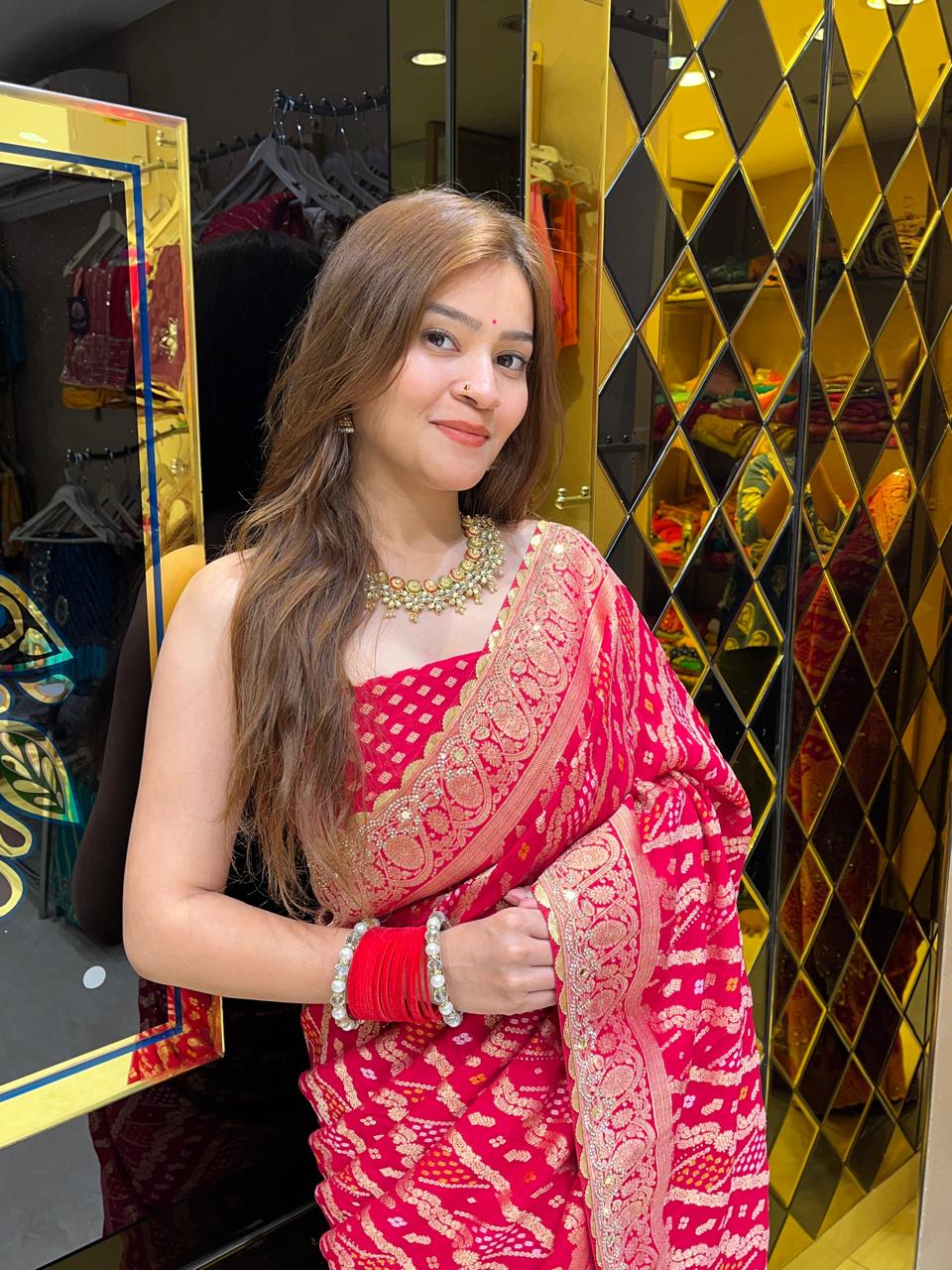 Khaddi Georgette Zari  Handcrafted Saree (324)
