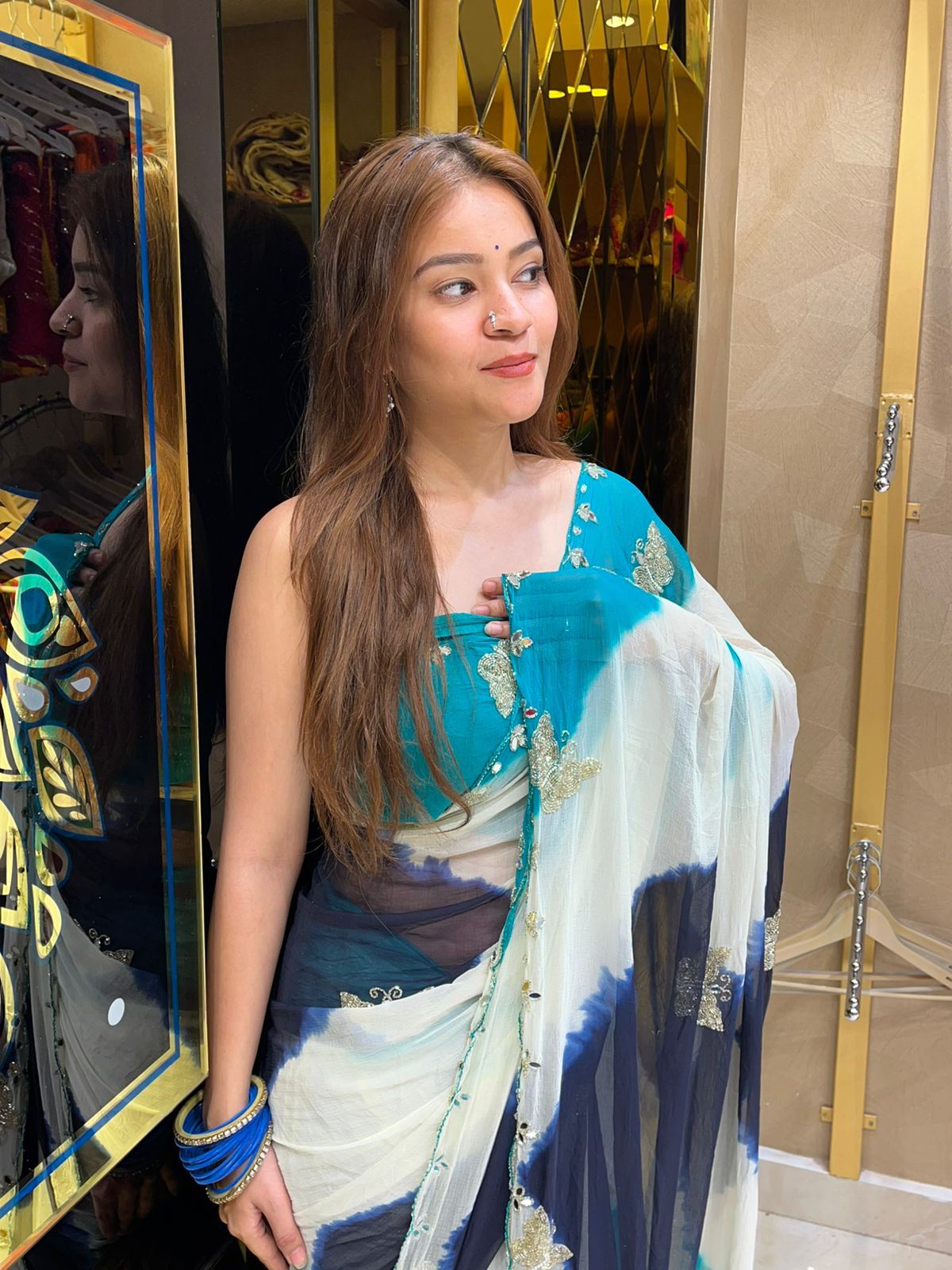 Butterfly Mirror Handcrafted Saree (S21)