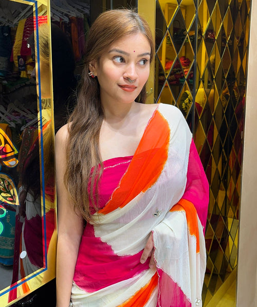Vibrant Jaipuri Katdana & Mirror Handcrafted Saree (S23)