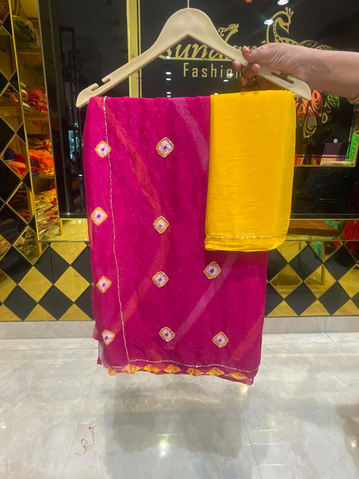 Lehriya + Bandhej Handcrafted Saree (S29)