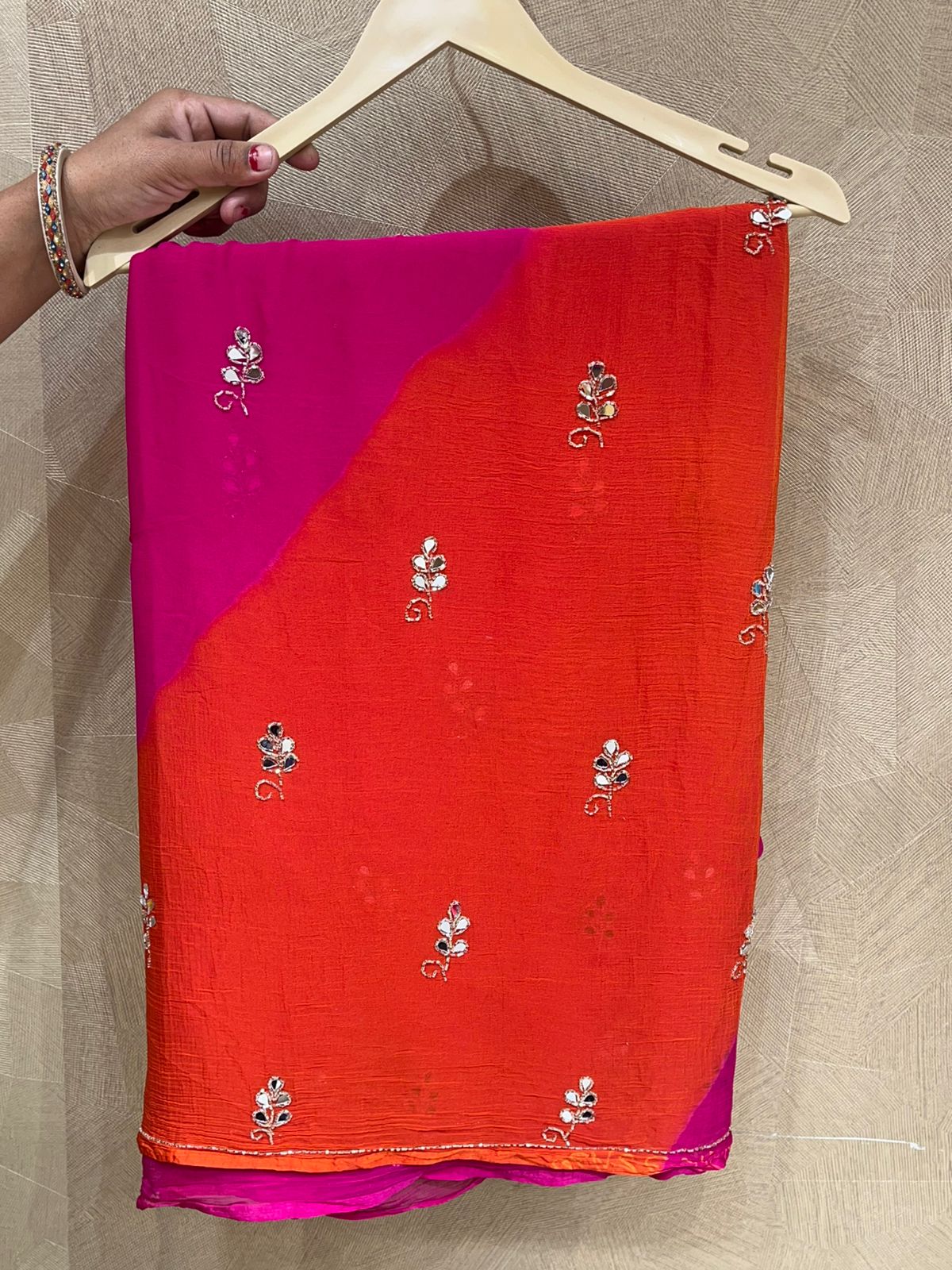 Dual Shade Katdana & Mirror Handcrafted Saree (S31)
