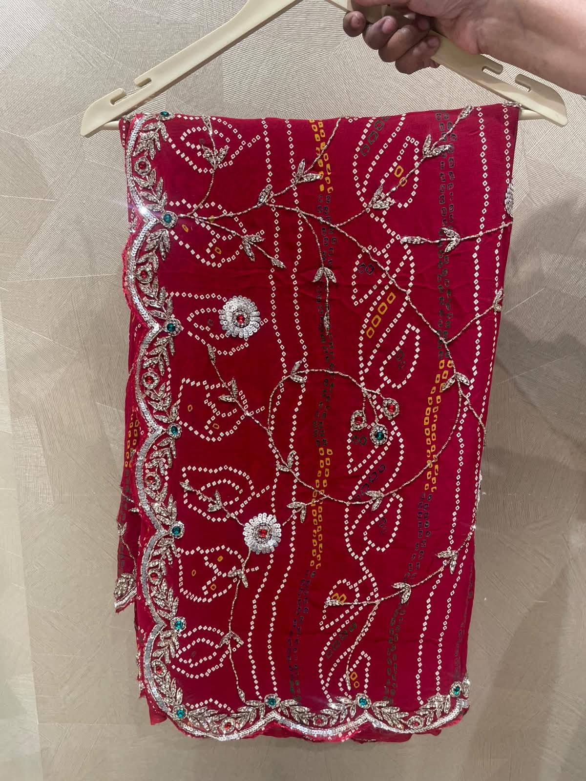 Chundri Stone and Sequence Handcrafted Saree (336)