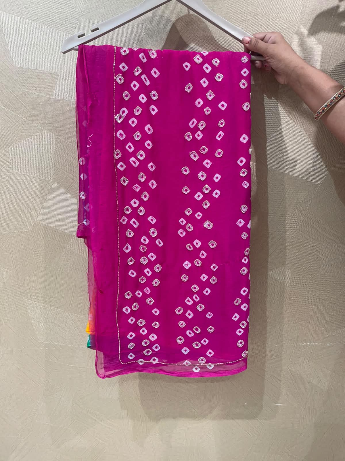 Multicolour Bandhani Katdana Handcrafted Saree (S32)