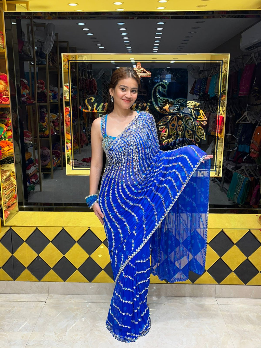 Bandhani Exclusive Mirror Handcrafted Saree (338)