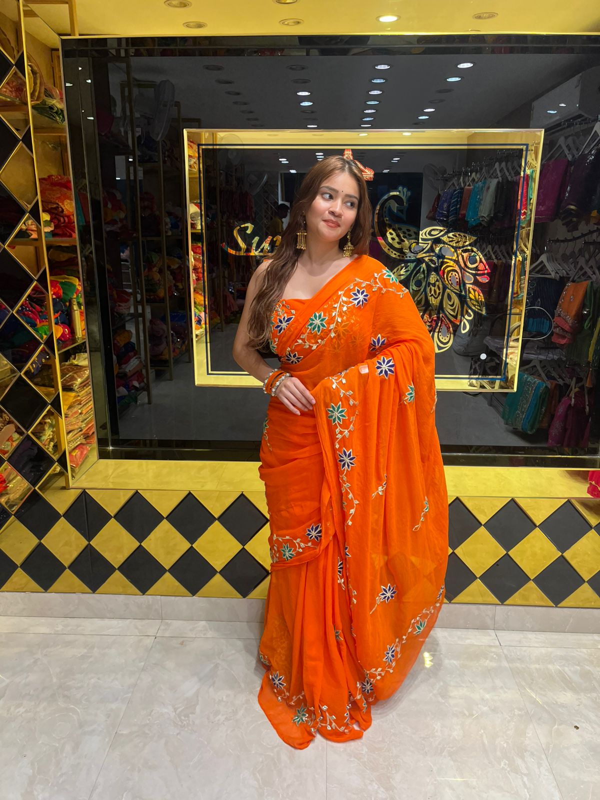 Exclusive Aangi Blouse Gotapati Saree (337)