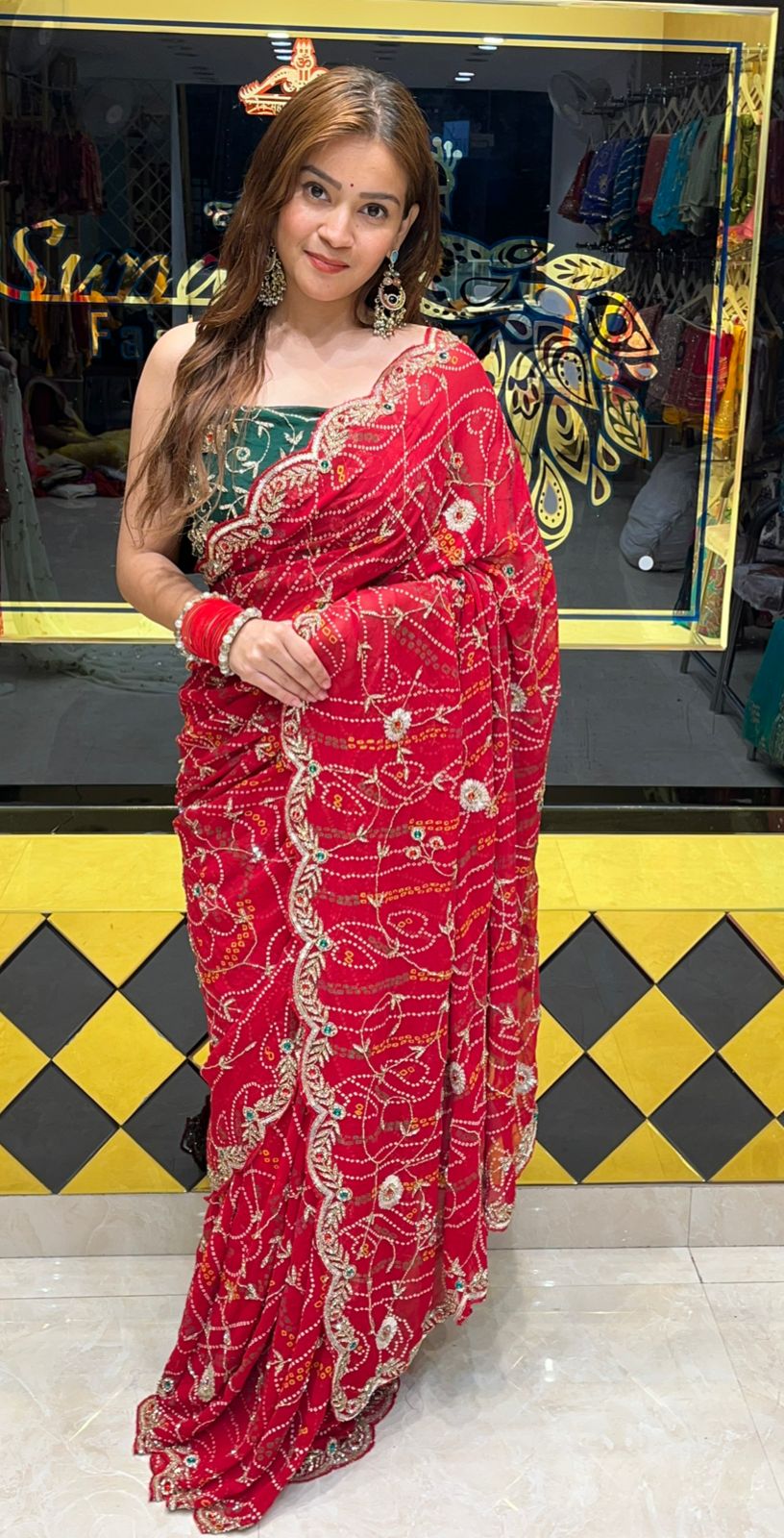Chundri Stone and Sequence Handcrafted Saree (336)