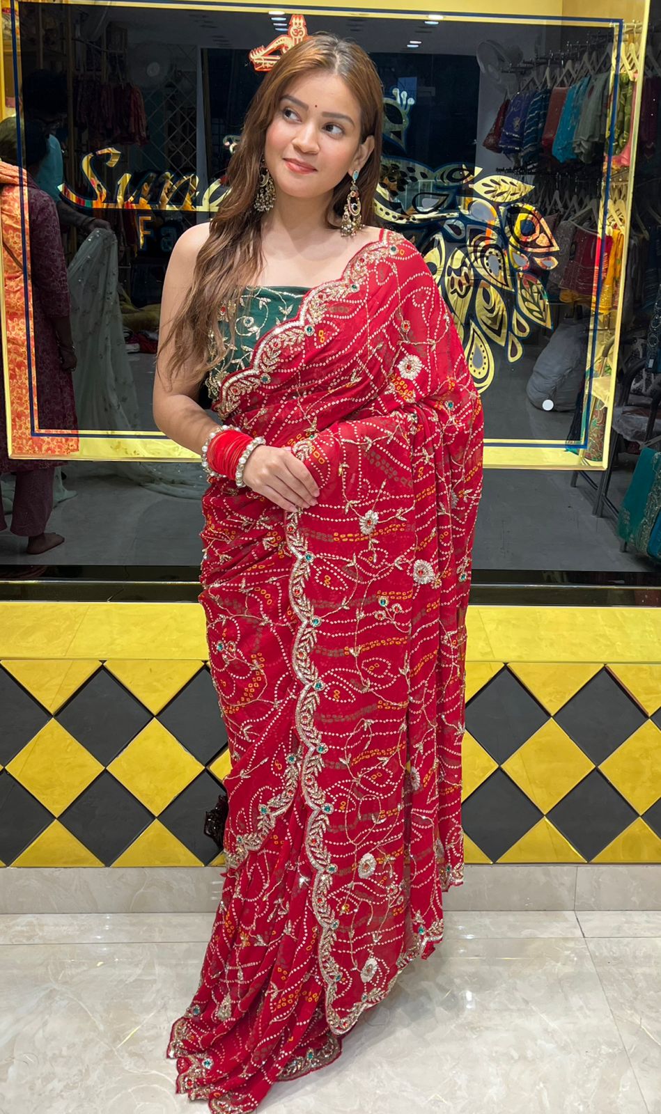 Chundri Stone and Sequence Handcrafted Saree (336)