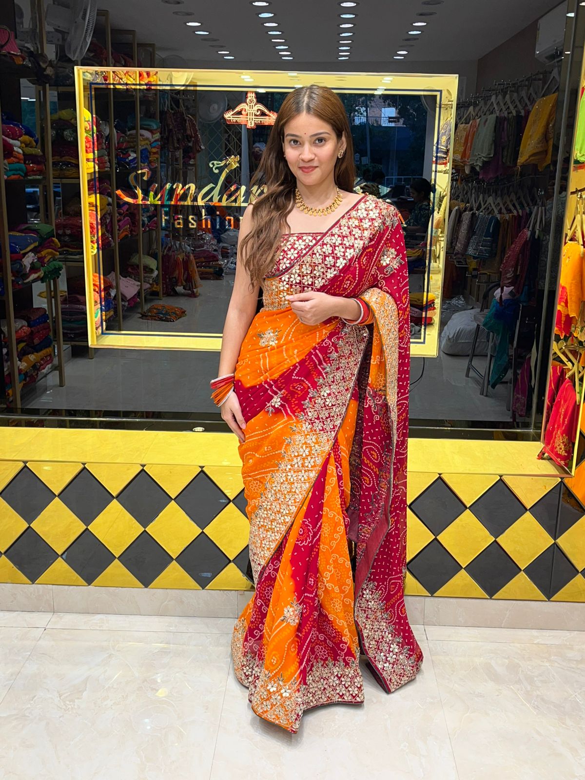 Dual Shade Gotapati & Katdana Handcrafted Chundari  (341)