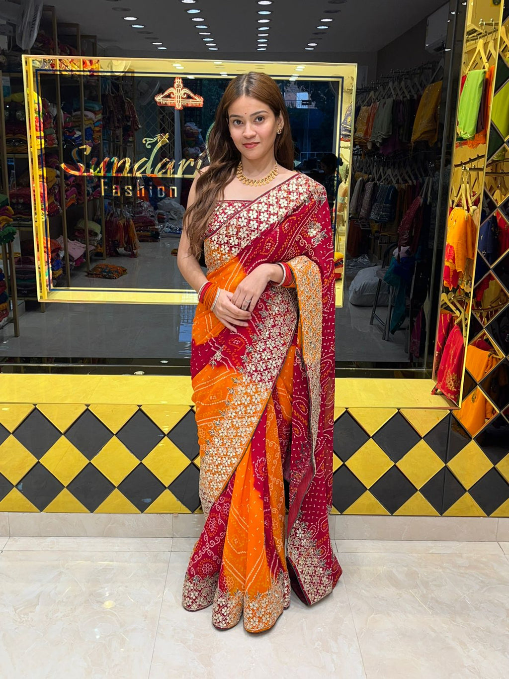 Dual Shade Gotapati & Katdana Handcrafted Chundari  (341)
