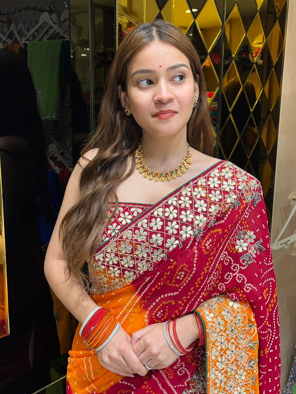 Dual Shade Gotapati & Katdana Handcrafted Chundari  (341)