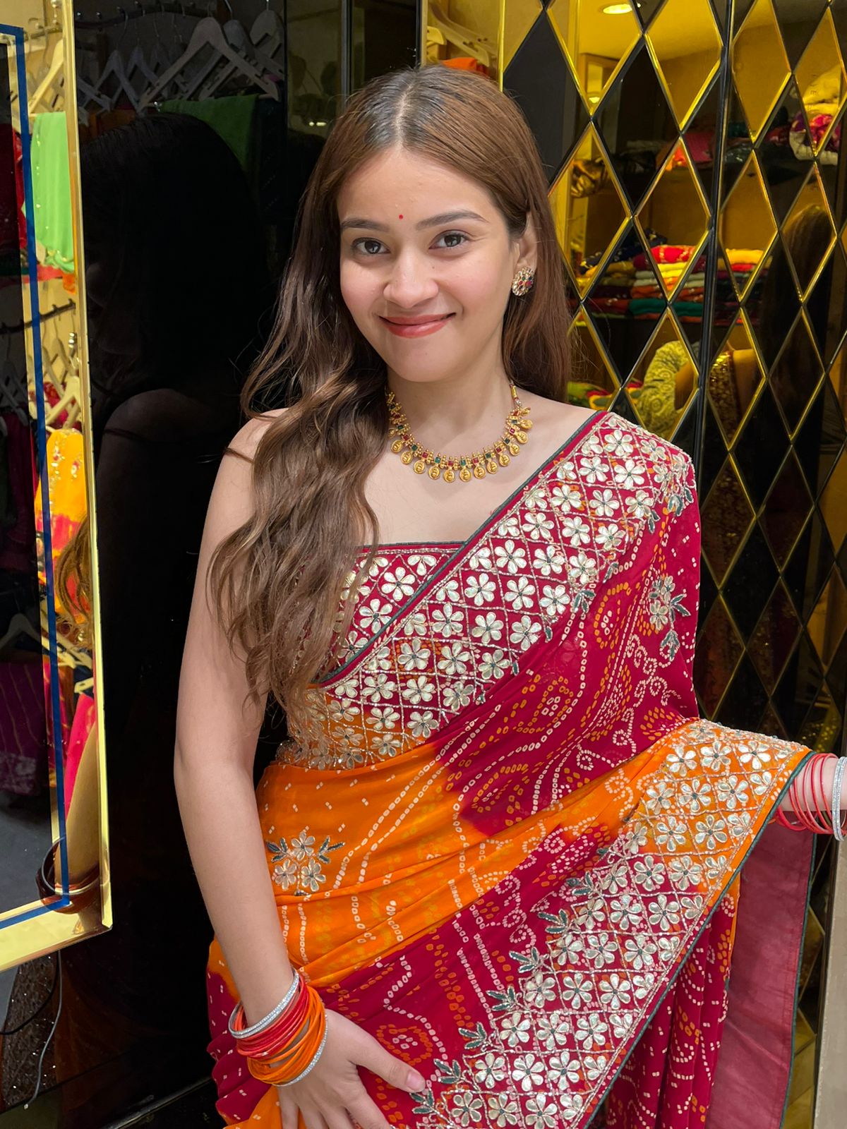Dual Shade Gotapati & Katdana Handcrafted Chundari  (341)