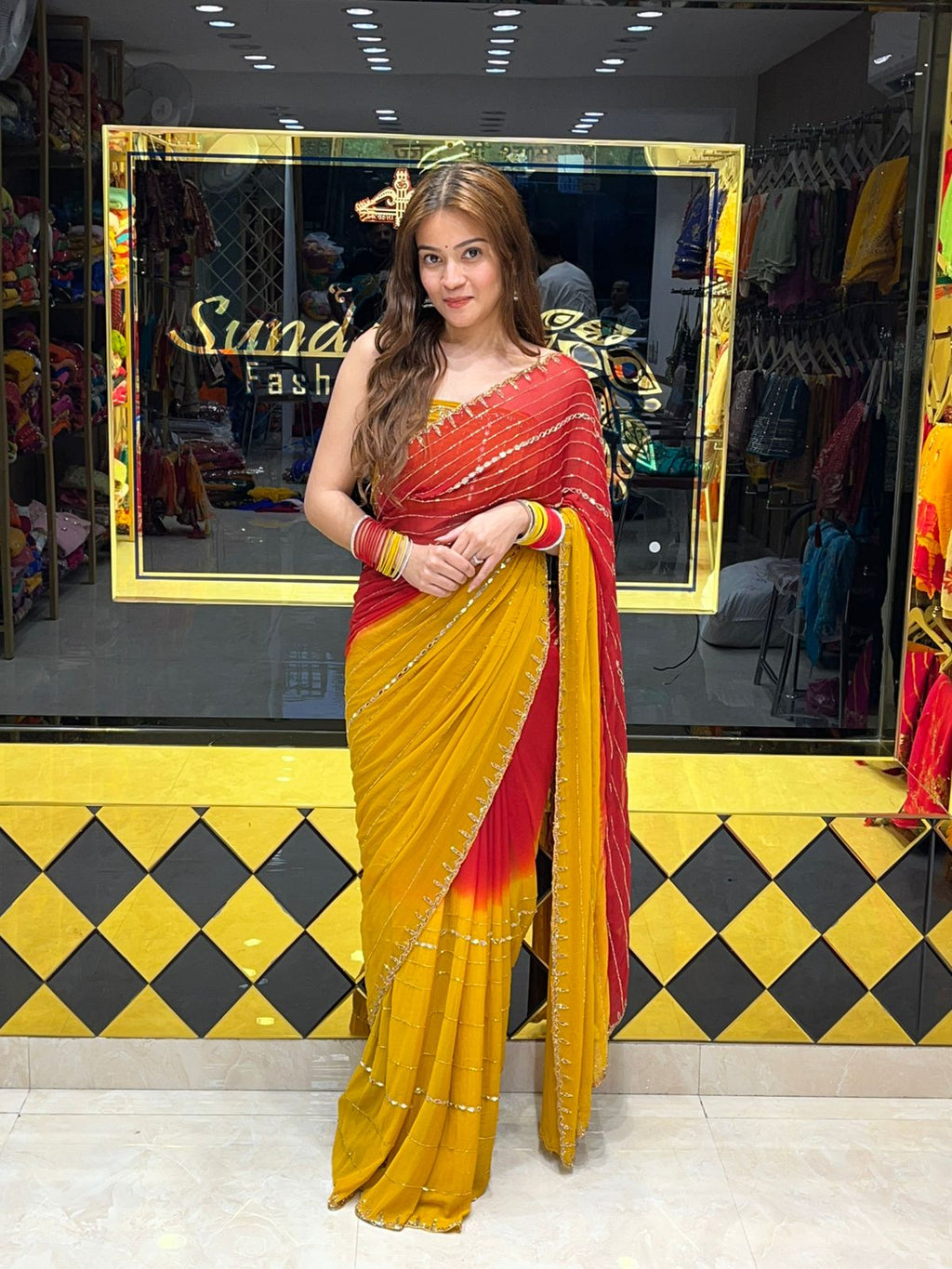 Diamond Mirror Handcrafted Saree (342)