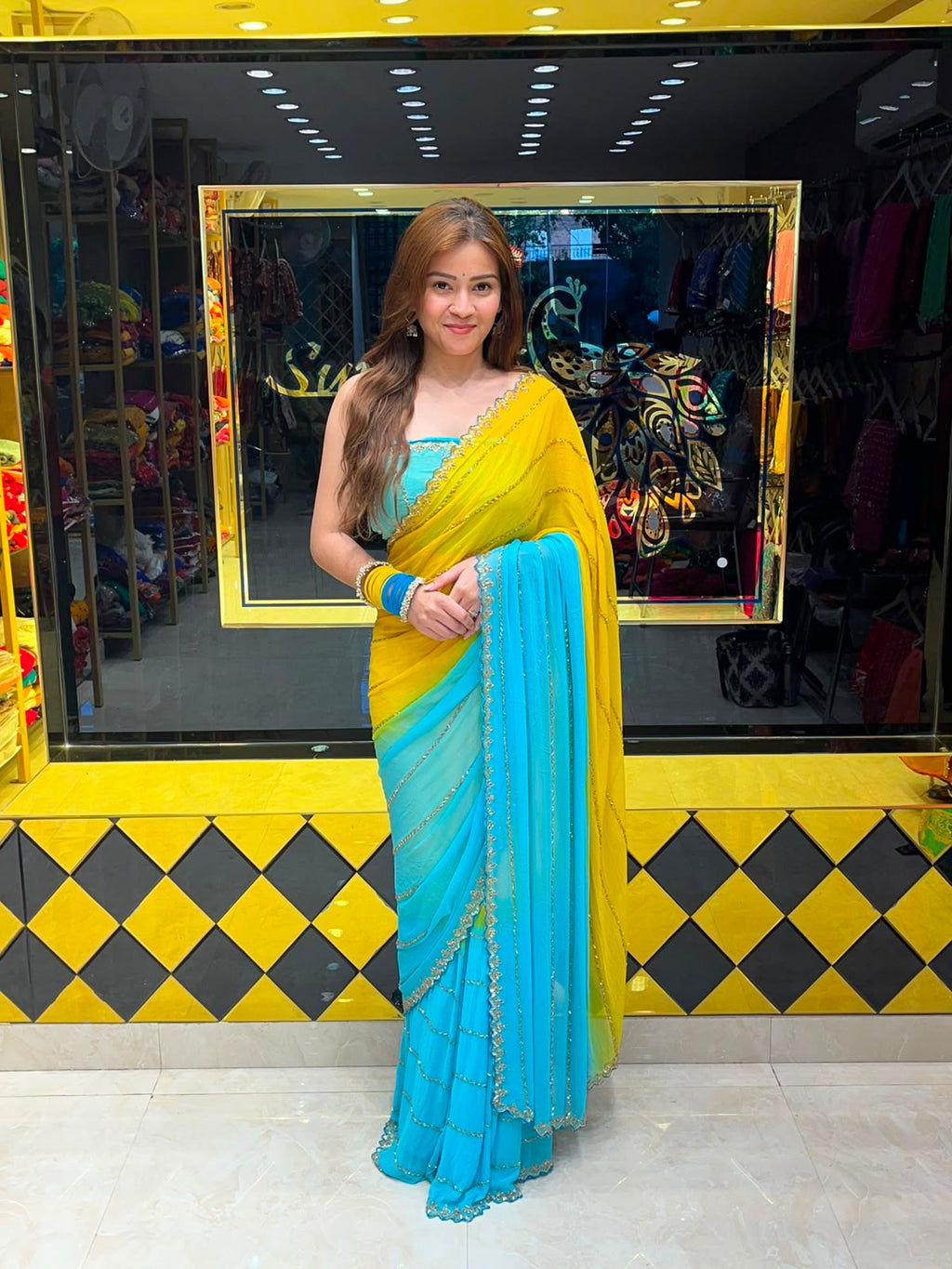 Dual Shade Katdana Handcrafted Saree (344)