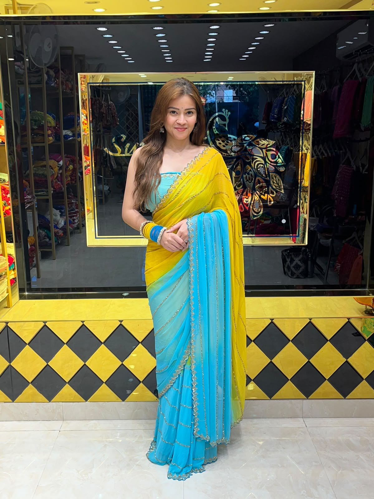 Dual Shade Katdana Handcrafted Saree (344)
