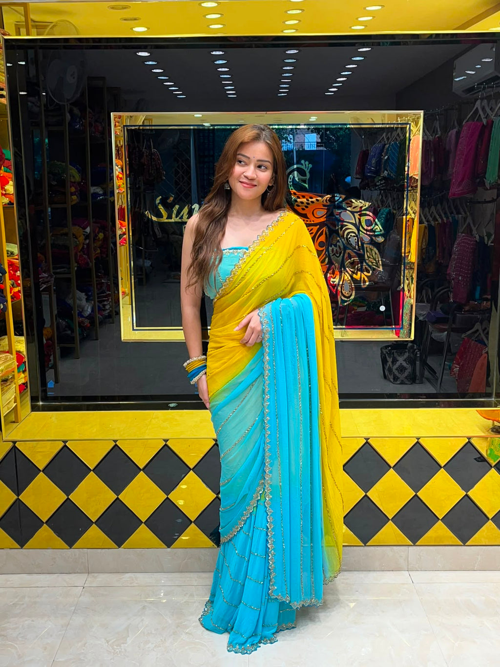 Dual Shade Katdana Handcrafted Saree (344)