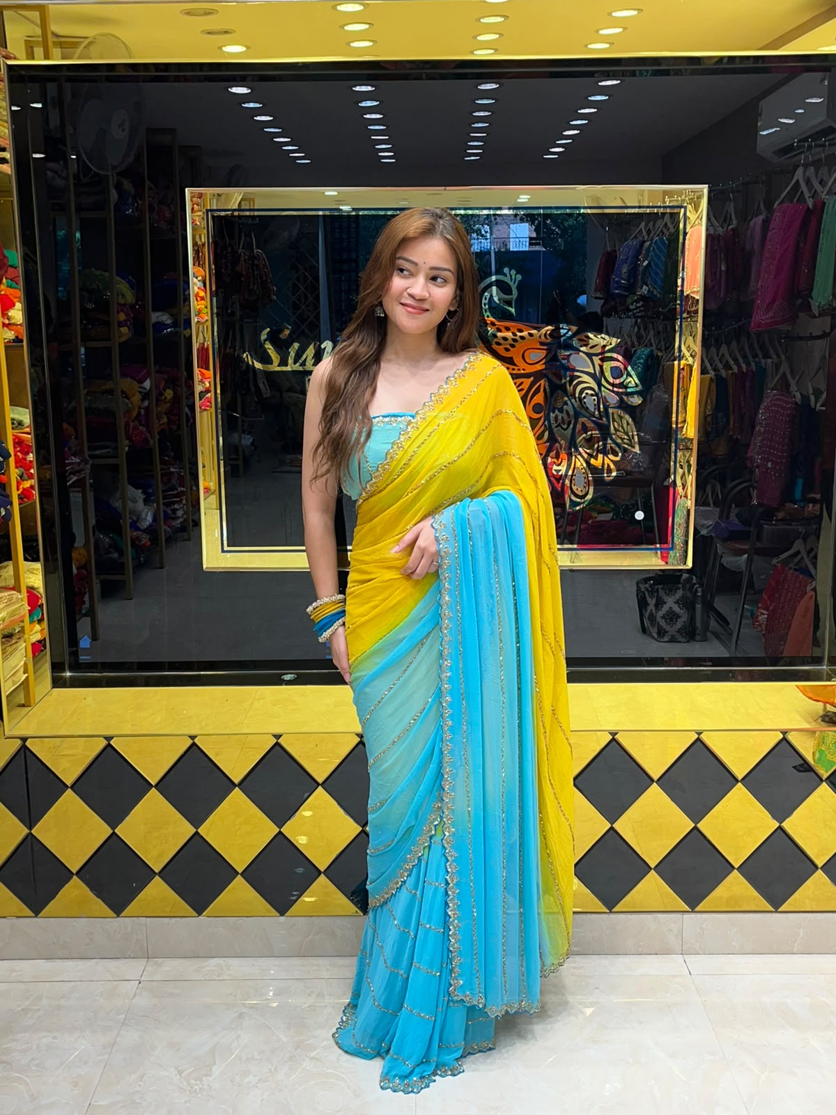 Dual Shade Katdana Handcrafted Saree (344)