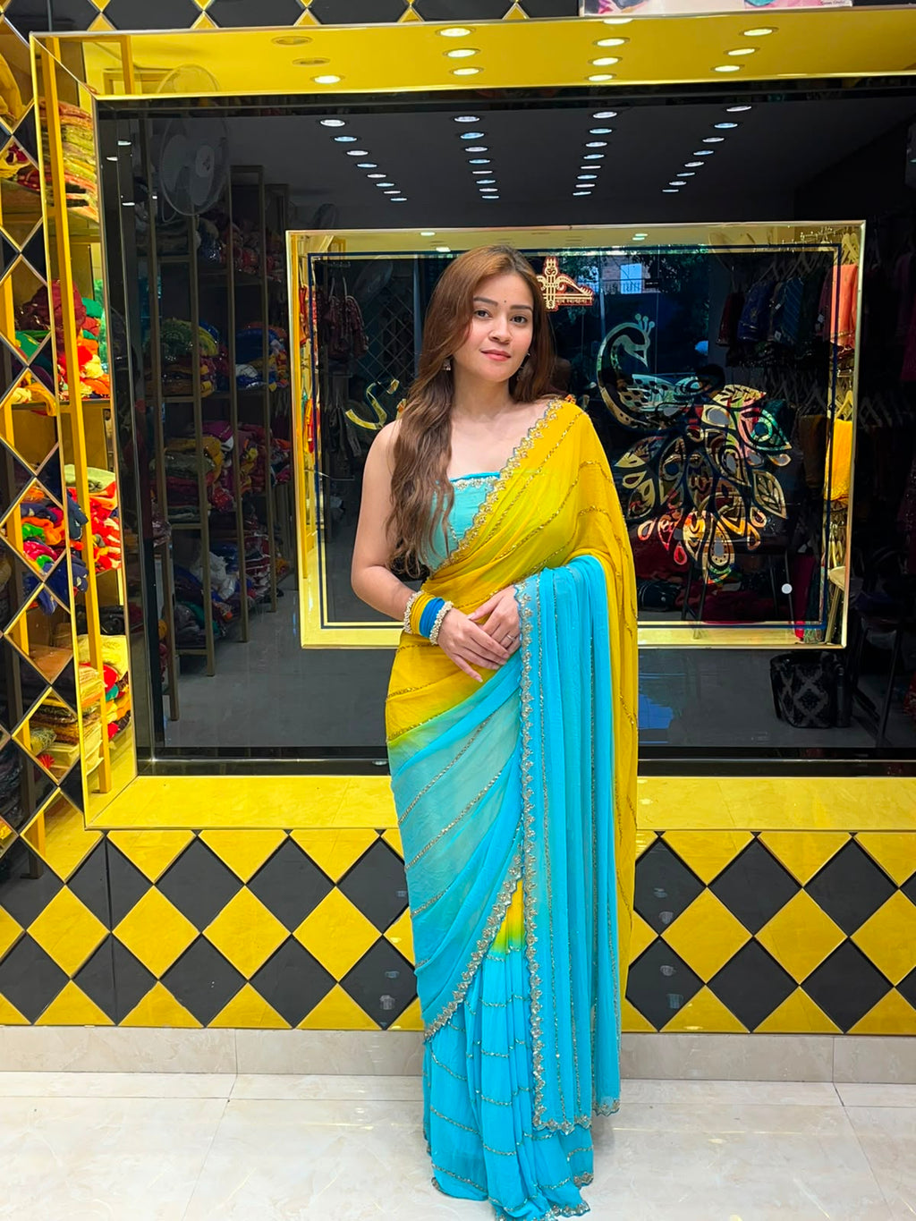 Dual Shade Katdana Handcrafted Saree (344)