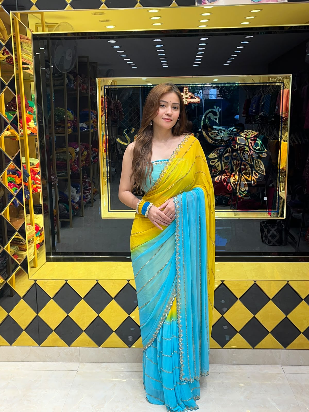 Dual Shade Katdana Handcrafted Saree (344)