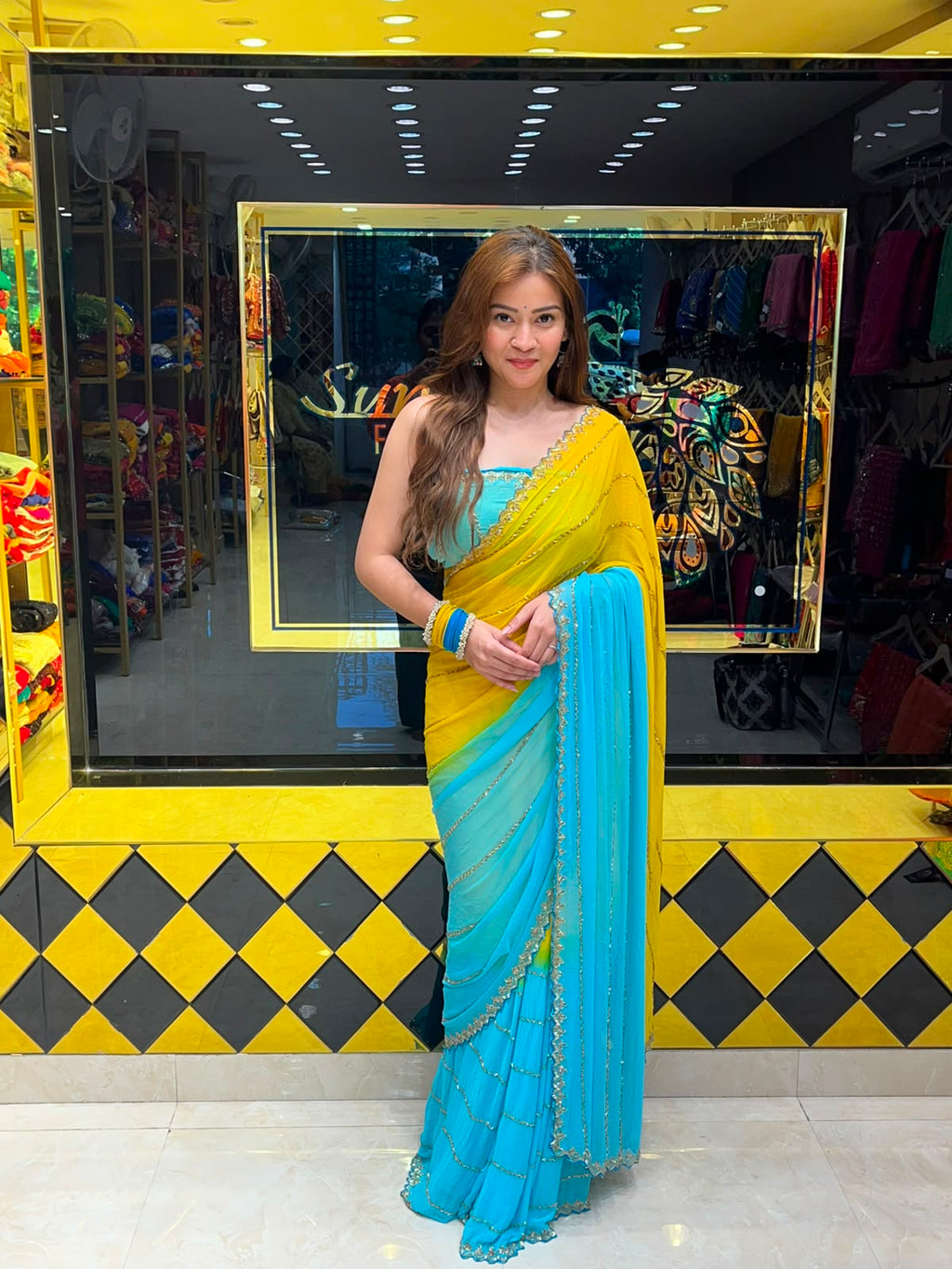 Dual Shade Katdana Handcrafted Saree (344)