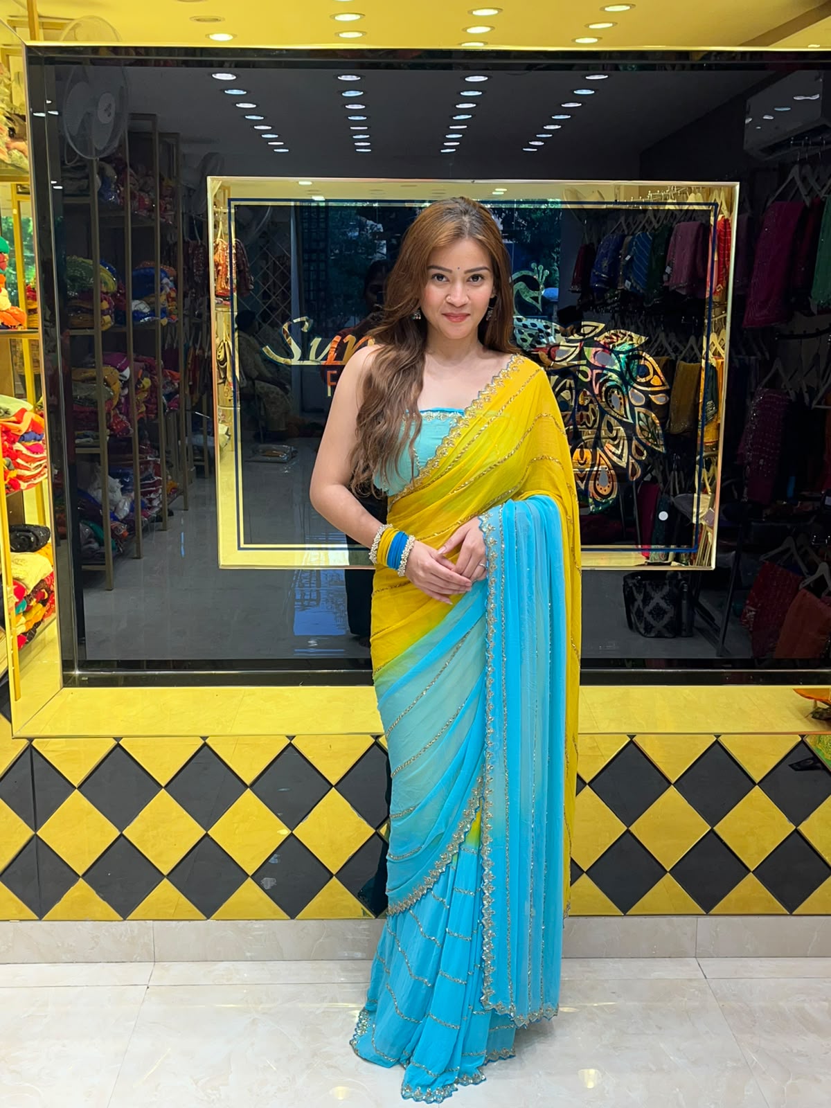 Dual Shade Katdana Handcrafted Saree (344)
