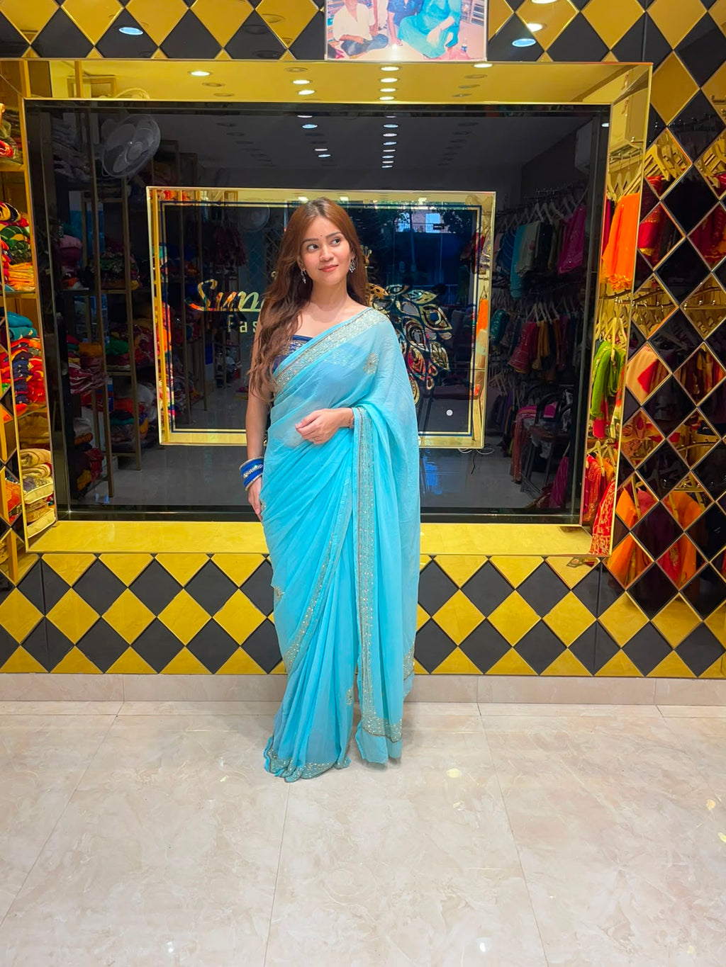 Golden Pearl Designer Saree (S44)